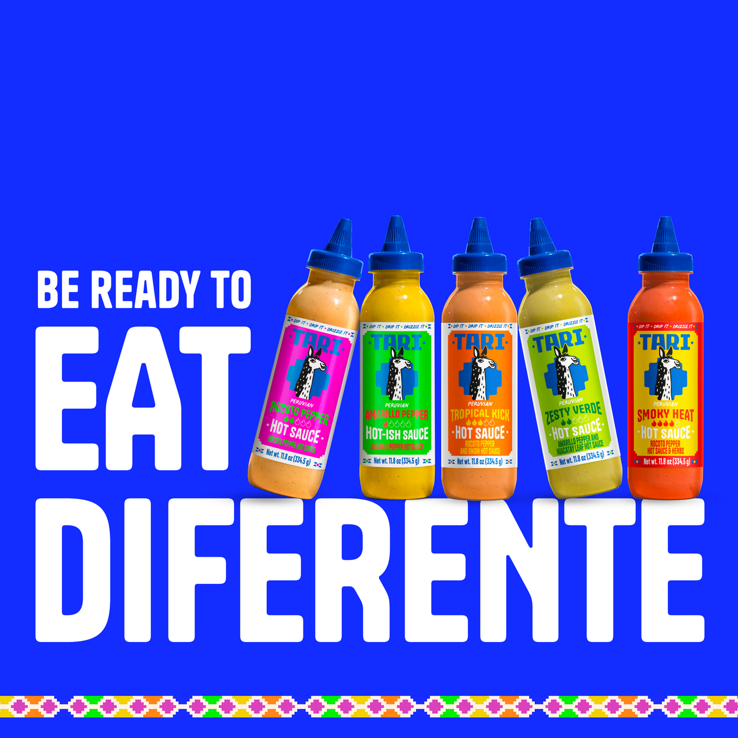 Gift Pack - Tote Bag, Llama & 3 Flavors: Rocoto, Ají Amarillo & Tropical - 11.8oz each