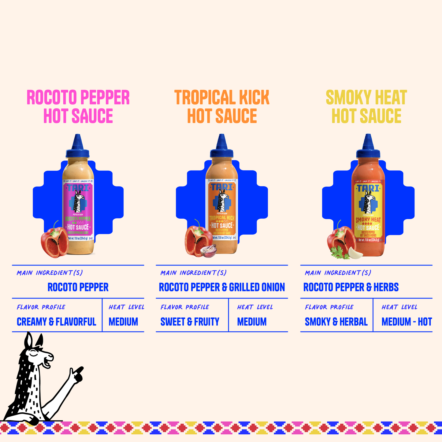 3pk Tari Variety Pack - Rocoto & Smoky & Tropical - 11.8 oz each