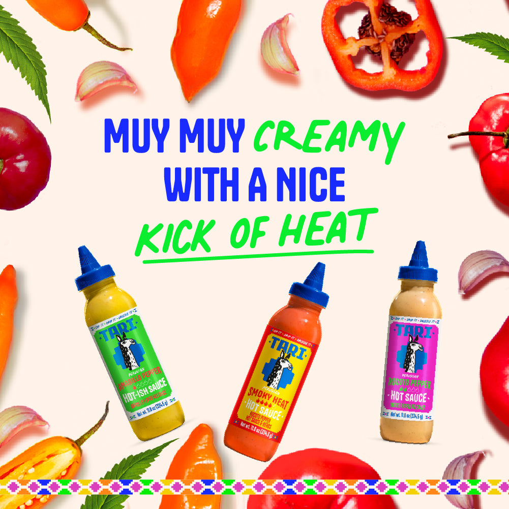 Gift Pack - Tote Bag, Llama & 3 Flavors: Rocoto, Ají Amarillo & Tropical - 11.8oz each