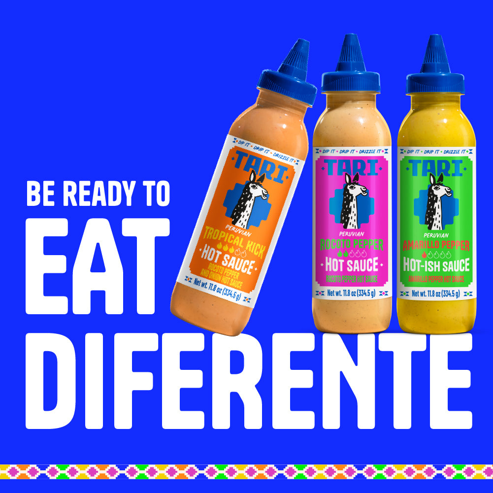 Gift Pack - Tote Bag, Llama & 3 Flavors: Rocoto, Ají Amarillo & Tropical - 11.8oz each