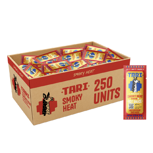 Tari Smoky Heat Hot Sauce Packets | Smoky & Spicy Kick | Perfect Single-Serve Size for Eggs, Chicken Wings, Noodles, and more | 0.28 Oz (250 Packets)