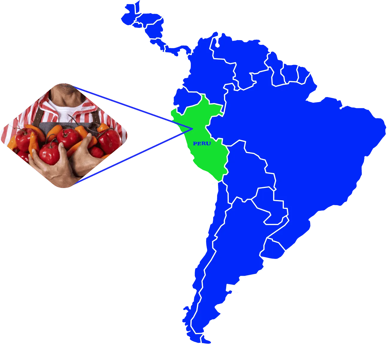 Peppers and Map of South America