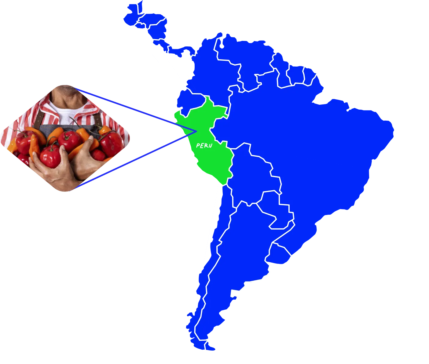 Peppers and Map of South America